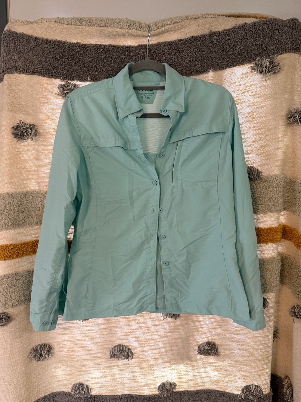 LL Bean Light Aqua Fishing Shirt - Womens XS
